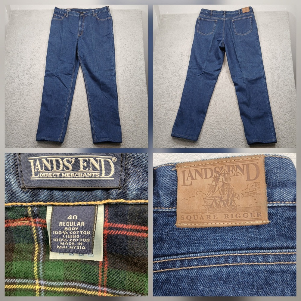Lands' End Square Rigger Jeans‎ Mens 40 Regular Blue Classic Denim